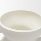 Mika Wide White Ceramic Vase w/ Handles from Mercana - Luna Furniture