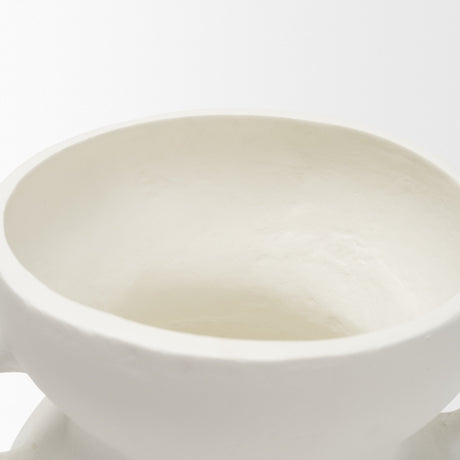 Mika Wide White Ceramic Vase w/ Handles from Mercana - Luna Furniture