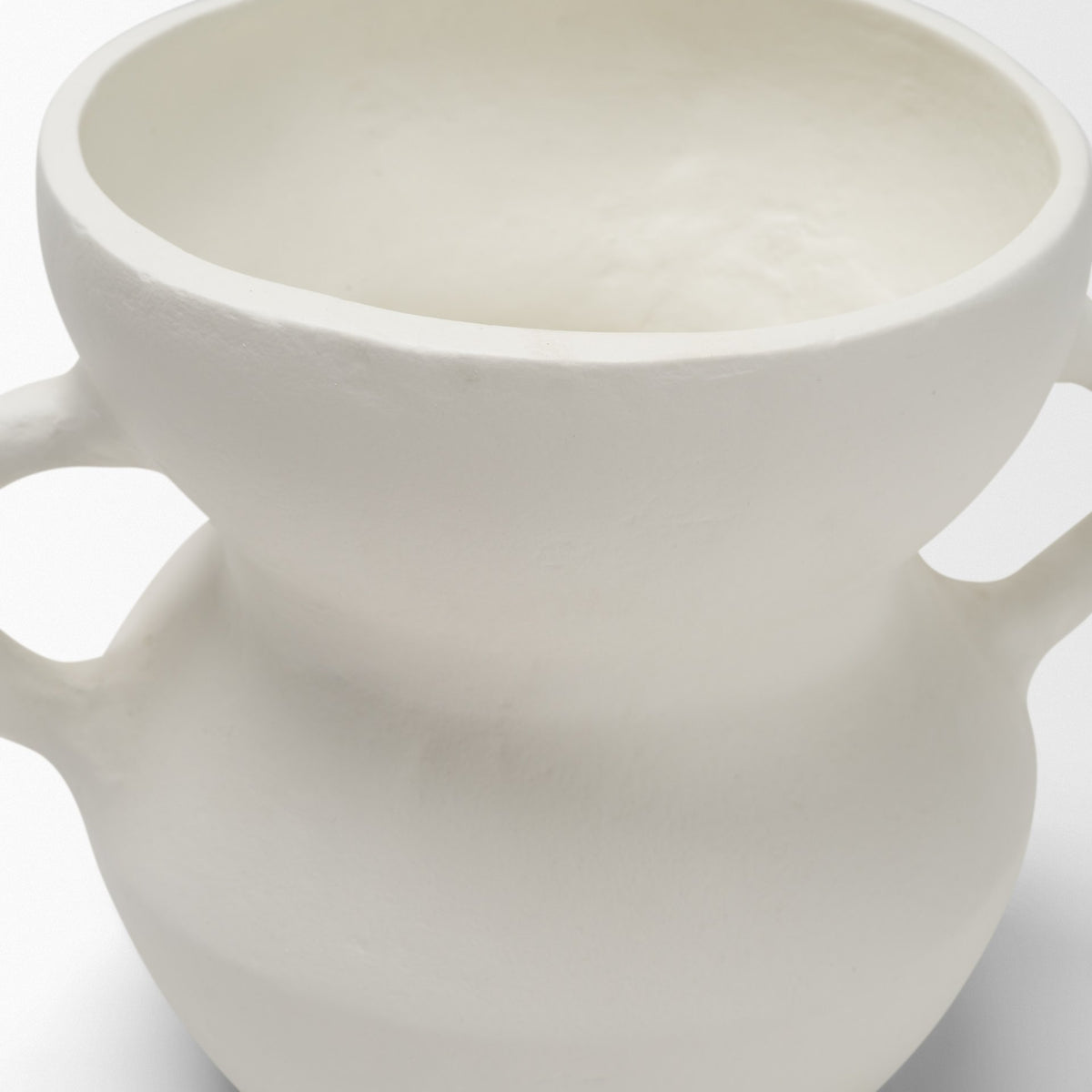 Mika Wide White Ceramic Vase w/ Handles from Mercana - Luna Furniture