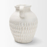 Basma White Scale Textured Ceramic Vase w/ Handles from Mercana - Luna Furniture
