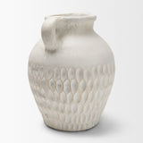 Basma White Scale Textured Ceramic Vase w/ Handles from Mercana - Luna Furniture
