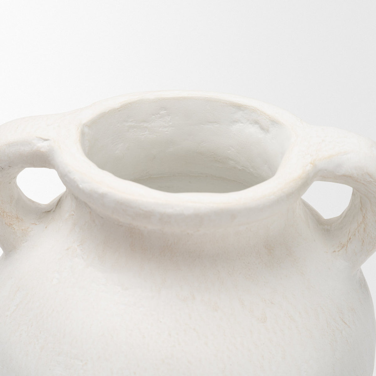 Basma White Scale Textured Ceramic Vase w/ Handles from Mercana - Luna Furniture