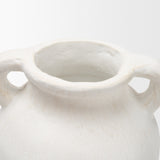 Basma White Scale Textured Ceramic Vase w/ Handles from Mercana - Luna Furniture