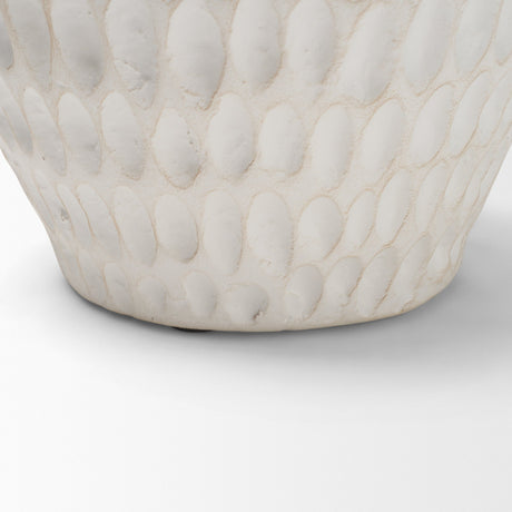 Basma White Scale Textured Ceramic Vase w/ Handles from Mercana - Luna Furniture