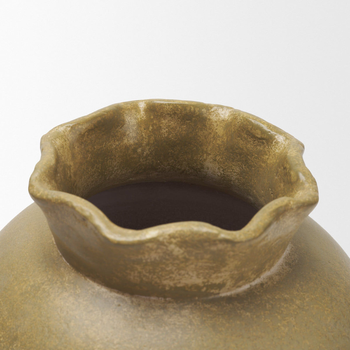 Melo Small Distressed Citron Yellow Ceramic Vase from Mercana - Luna Furniture
