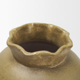 Melo Small Distressed Citron Yellow Ceramic Vase from Mercana - Luna Furniture