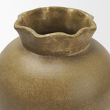 Melo Small Distressed Citron Yellow Ceramic Vase from Mercana - Luna Furniture