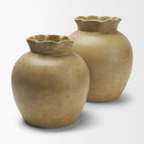 Melo Small Distressed Citron Yellow Ceramic Vase from Mercana - Luna Furniture