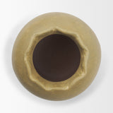 Melo Large Distressed Citron Yellow Ceramic Vase from Mercana - Luna Furniture