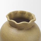 Melo Large Distressed Citron Yellow Ceramic Vase from Mercana - Luna Furniture