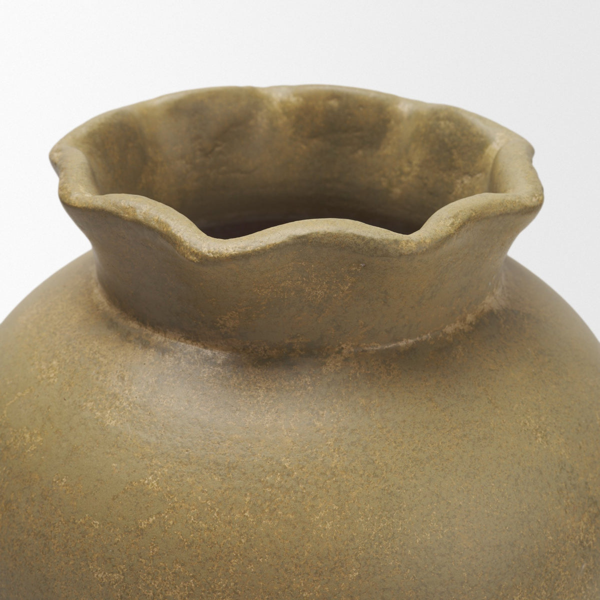 Melo Large Distressed Citron Yellow Ceramic Vase from Mercana - Luna Furniture