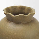 Melo Large Distressed Citron Yellow Ceramic Vase from Mercana - Luna Furniture