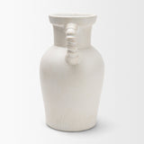 Trenza Small White Ceramic Vase w/ Twisted Handles from Mercana - Luna Furniture