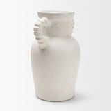Trenza Small White Ceramic Vase w/ Twisted Handles from Mercana - Luna Furniture