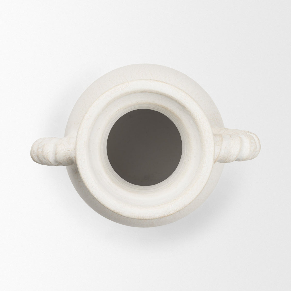 Trenza Small White Ceramic Vase w/ Twisted Handles from Mercana - Luna Furniture