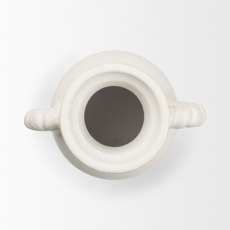 Trenza Small White Ceramic Vase w/ Twisted Handles from Mercana - Luna Furniture