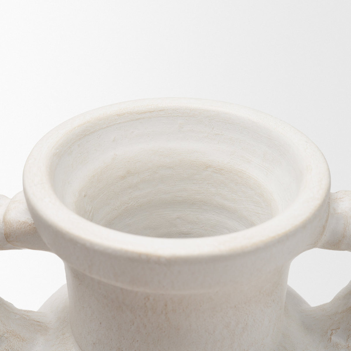 Trenza Small White Ceramic Vase w/ Twisted Handles from Mercana - Luna Furniture