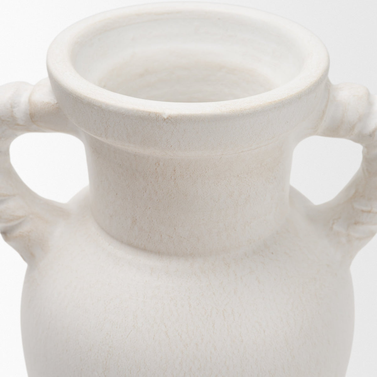 Trenza Small White Ceramic Vase w/ Twisted Handles from Mercana - Luna Furniture