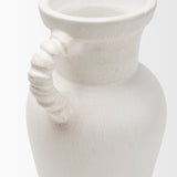 Trenza Small White Ceramic Vase w/ Twisted Handles from Mercana - Luna Furniture