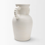 Trenza Large White Ceramic Vase w/ Twisted Handles from Mercana - Luna Furniture