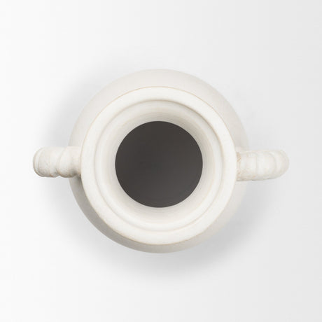 Trenza Large White Ceramic Vase w/ Twisted Handles from Mercana - Luna Furniture
