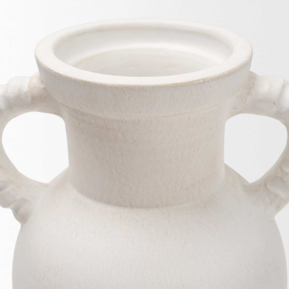 Trenza Large White Ceramic Vase w/ Twisted Handles from Mercana - Luna Furniture