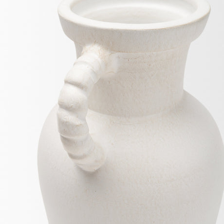 Trenza Large White Ceramic Vase w/ Twisted Handles from Mercana - Luna Furniture