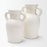 Trenza Large White Ceramic Vase w/ Twisted Handles from Mercana - Luna Furniture