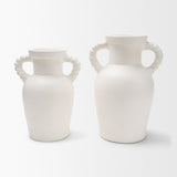 Trenza Large White Ceramic Vase w/ Twisted Handles from Mercana - Luna Furniture