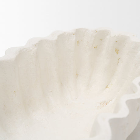 Camelia Fluted White Paper Mache Long Centerpiece Bowl from Mercana - Luna Furniture
