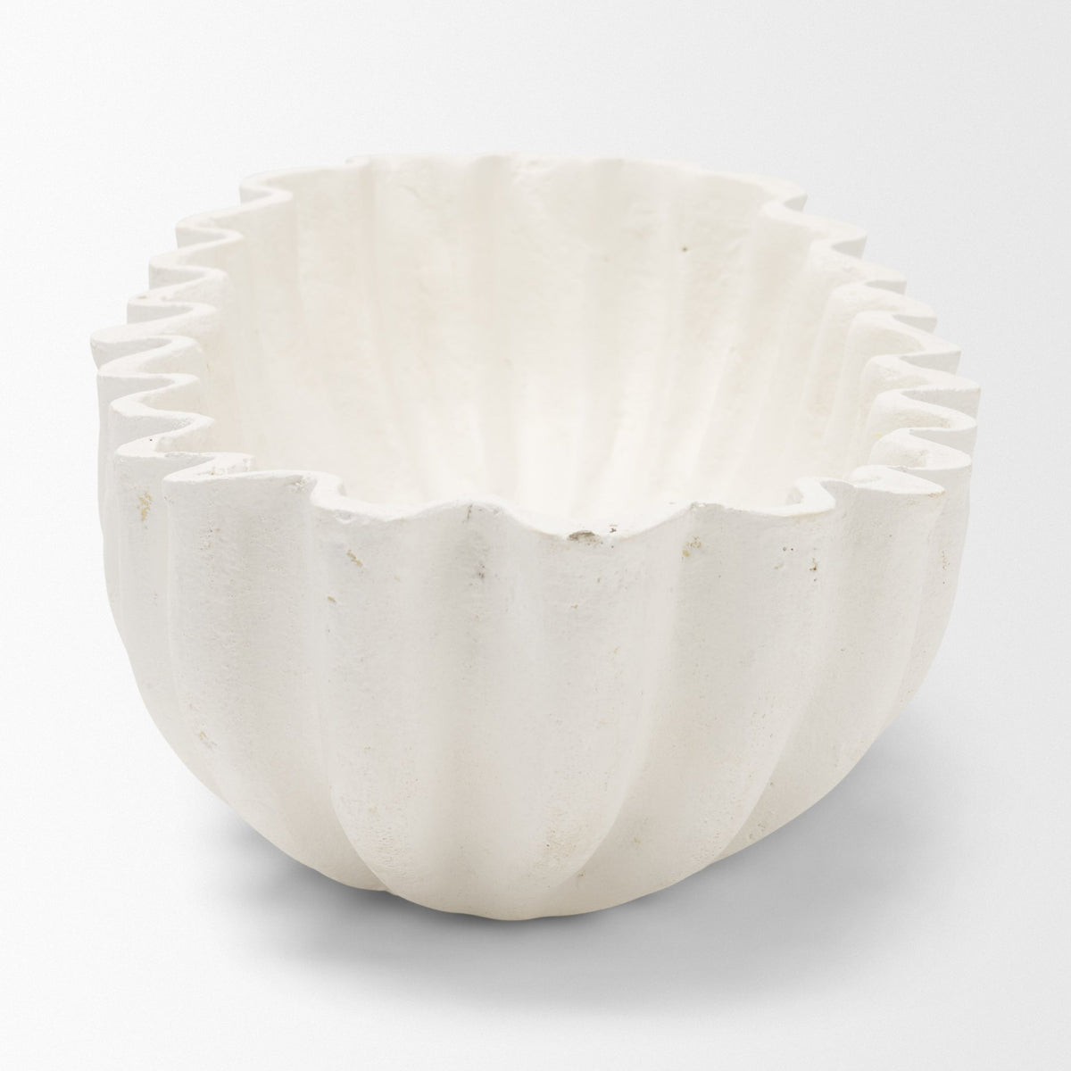 Camelia Large Fluted White Paper Mache Round Centerpiece Bowl from Mercana - Luna Furniture