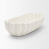 Camelia Large Fluted White Paper Mache Round Centerpiece Bowl from Mercana - Luna Furniture