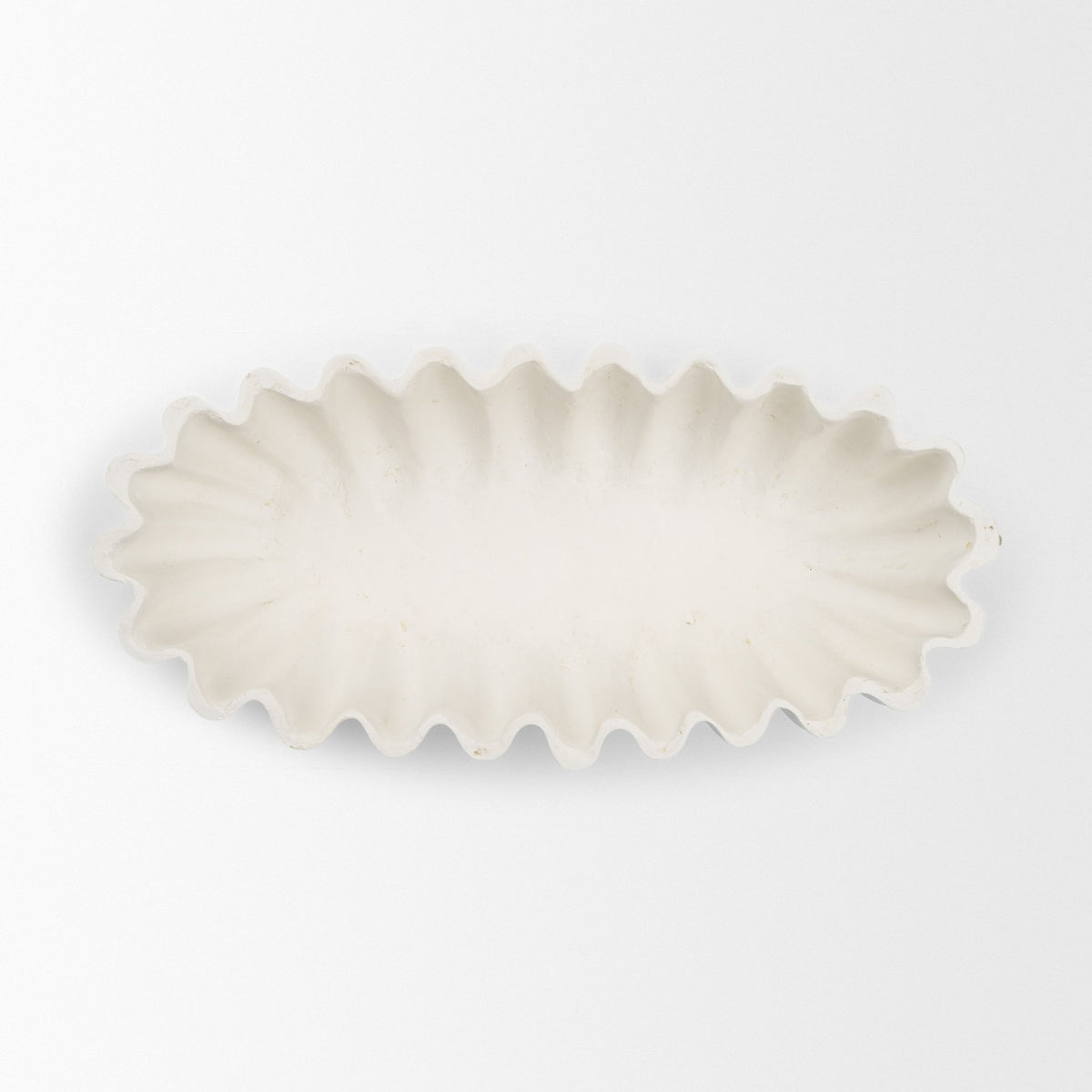 Camelia Large Fluted White Paper Mache Round Centerpiece Bowl from Mercana - Luna Furniture