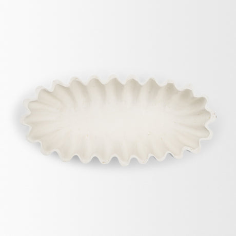 Camelia Large Fluted White Paper Mache Round Centerpiece Bowl from Mercana - Luna Furniture