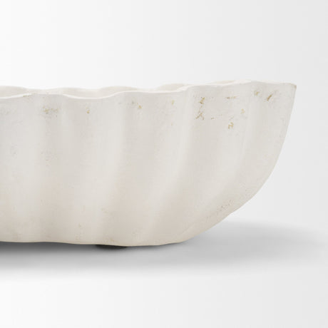 Camelia Large Fluted White Paper Mache Round Centerpiece Bowl from Mercana - Luna Furniture