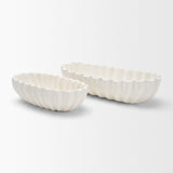 Camelia Large Fluted White Paper Mache Round Centerpiece Bowl from Mercana - Luna Furniture