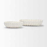 Camelia Large Fluted White Paper Mache Round Centerpiece Bowl from Mercana - Luna Furniture