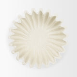 Camelia Fluted White Paper Mache Pedastal Centerpiece Bowl from Mercana - Luna Furniture
