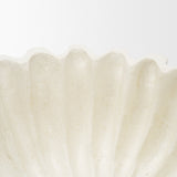 Camelia Fluted White Paper Mache Pedastal Centerpiece Bowl from Mercana - Luna Furniture