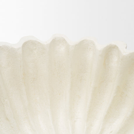 Camelia Fluted White Paper Mache Pedastal Centerpiece Bowl from Mercana - Luna Furniture