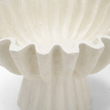 Camelia Fluted White Paper Mache Pedastal Centerpiece Bowl from Mercana - Luna Furniture