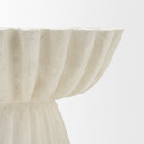 Camelia Fluted White Paper Mache Pedastal Centerpiece Bowl from Mercana - Luna Furniture