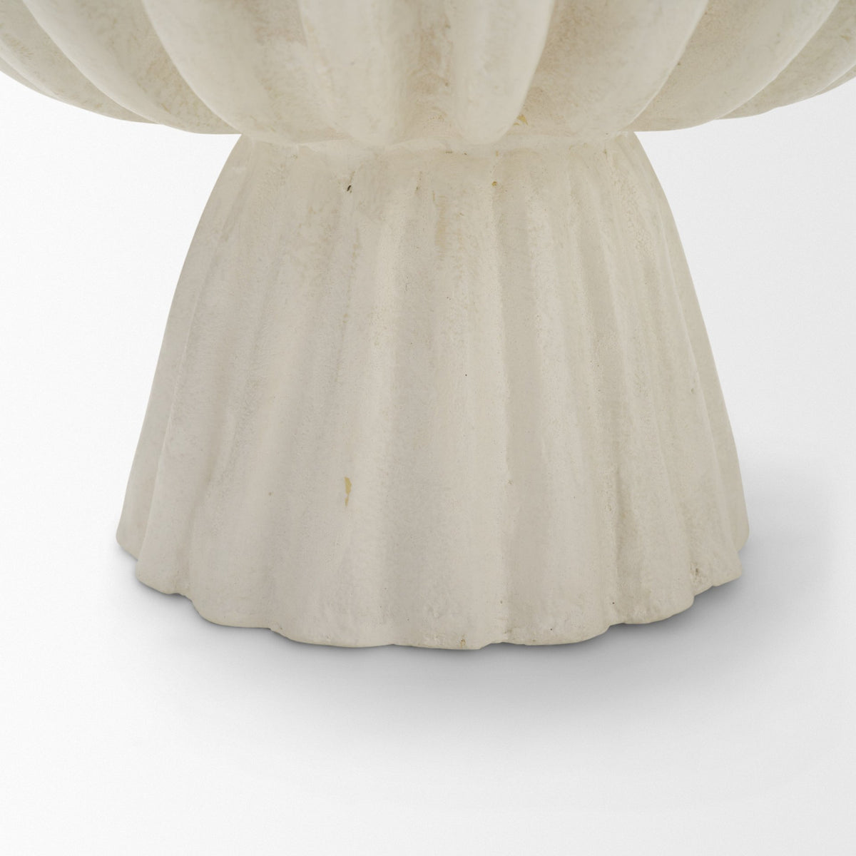 Camelia Fluted White Paper Mache Pedastal Centerpiece Bowl from Mercana - Luna Furniture