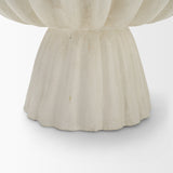 Camelia Fluted White Paper Mache Pedastal Centerpiece Bowl from Mercana - Luna Furniture