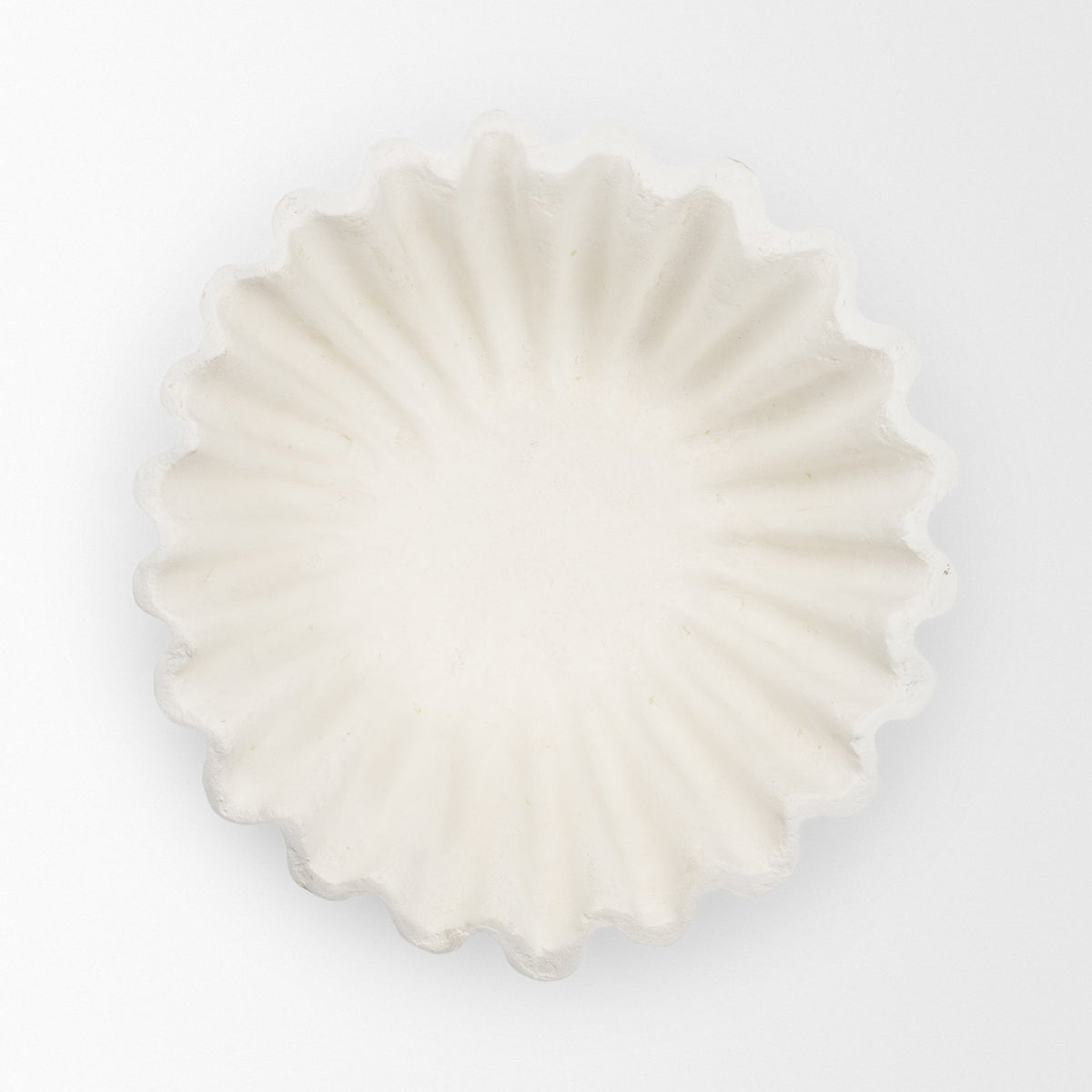Camelia Small Fluted White Paper Mache Round Centerpiece Bowl from Mercana - Luna Furniture