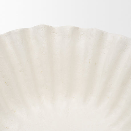 Camelia Small Fluted White Paper Mache Round Centerpiece Bowl from Mercana - Luna Furniture