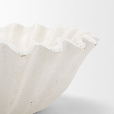Camelia Small Fluted White Paper Mache Round Centerpiece Bowl from Mercana - Luna Furniture