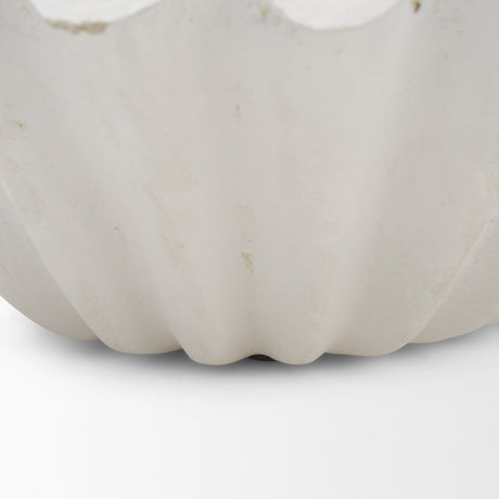 Camelia Small Fluted White Paper Mache Round Centerpiece Bowl from Mercana - Luna Furniture