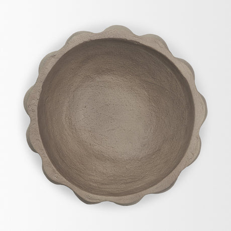 Konya Small Earthen Gray-Brown Dotted Paper Mache Centerpiece Bowl from Mercana - Luna Furniture