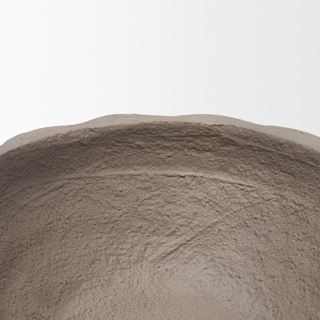 Konya Small Earthen Gray-Brown Dotted Paper Mache Centerpiece Bowl from Mercana - Luna Furniture